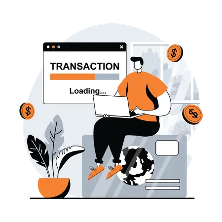 Man waiting for transaction to complete  Illustration