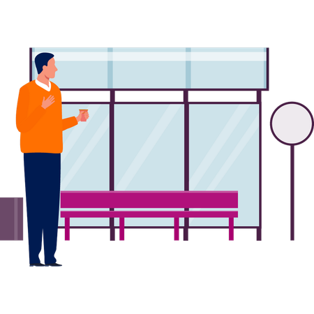 Man waiting in waiting area  Illustration