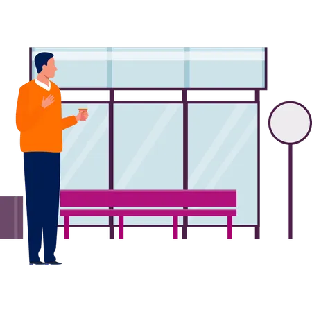 Man waiting in waiting area  Illustration