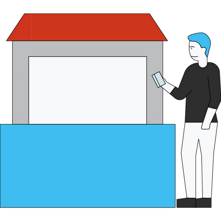 Man waiting outside the counter Illustration