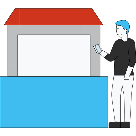 Man waiting outside the counter  Illustration