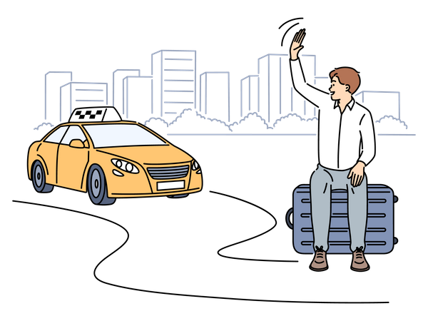 Man waiting taxi  Illustration