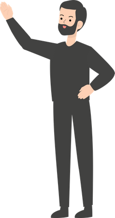 Man Waiving Hand  Illustration