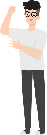 Man Waiving Hand Illustration