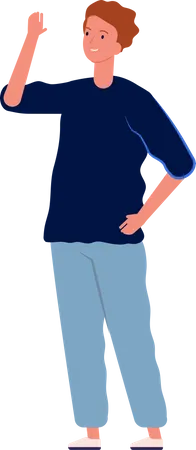 Man Waiving Hand  Illustration