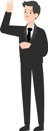 Man Waiving Hand  Illustration