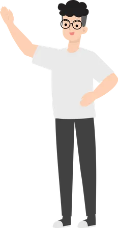 Man Waiving Hand  Illustration