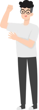 Man Waiving Hand  Illustration