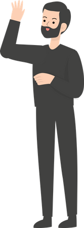 Man Waiving Hand  Illustration