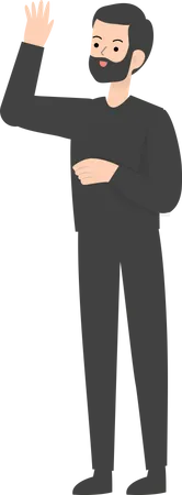 Man Waiving Hand  Illustration