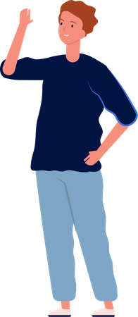 Man Waiving Hand  Illustration