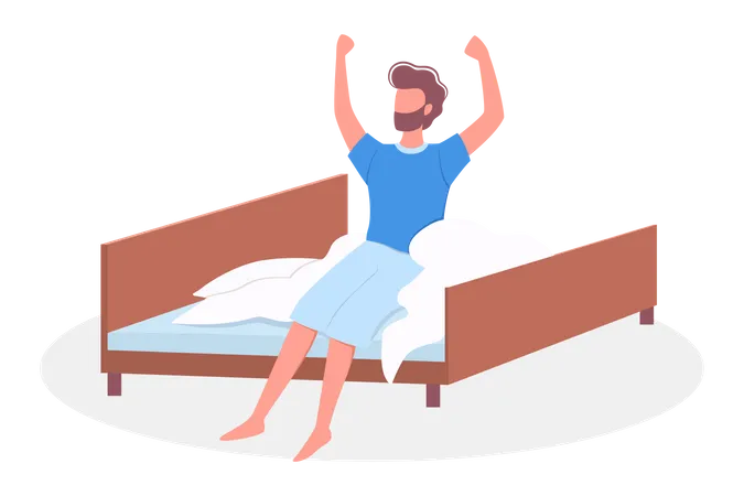 Man waking up after a good sleep Illustration