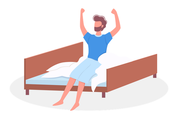 Man waking up after a good sleep  Illustration