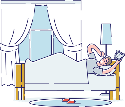 Man waking up in morning  Illustration