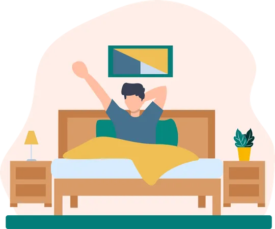 Man waking up in morning  Illustration