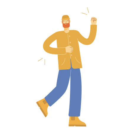 Man walking and enjoying fun  Illustration