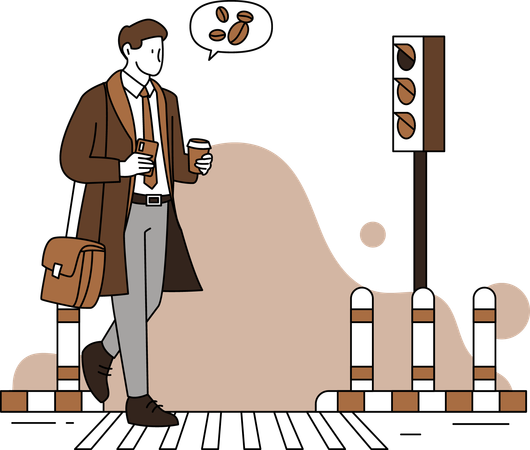 Man Walking and having coffee  Illustration