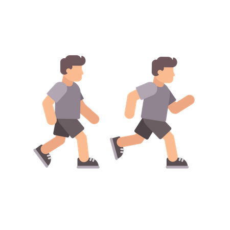 Man walking and running flat character  Illustration