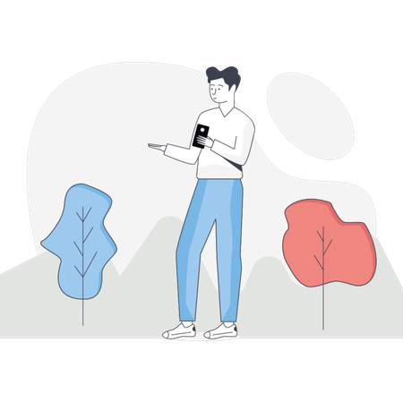 Man Walking In Park  Illustration