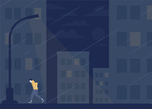 Man walking lonely  Illustration