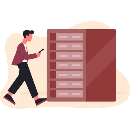 Man walking near cabinet  Illustration