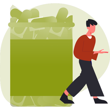 Man walking near medicine bag  Illustration