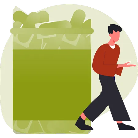 Man walking near medicine bag  Illustration