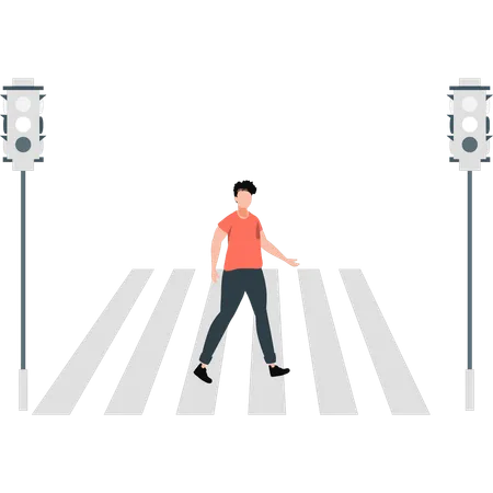Man walking on zebra crossing  Illustration