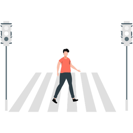 Man walking on zebra crossing  Illustration