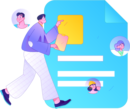 Man walking while pointing Web Based Application Form  Illustration