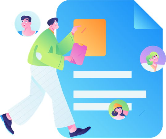 Man walking while pointing Web Based Application Form  Illustration