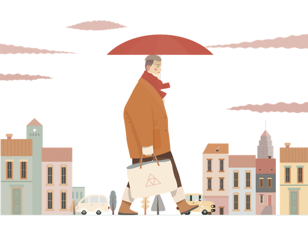 Man walking with bag Illustration