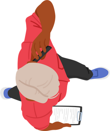 Man Walking With Clipboard And Phone  Illustration