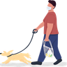 male walking with dog illustration