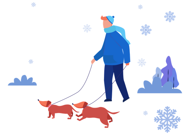Man walking with dog Illustration