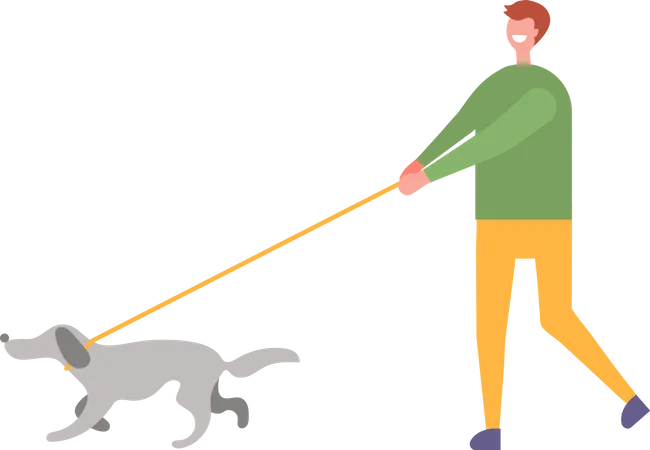 Man walking with dog  Illustration