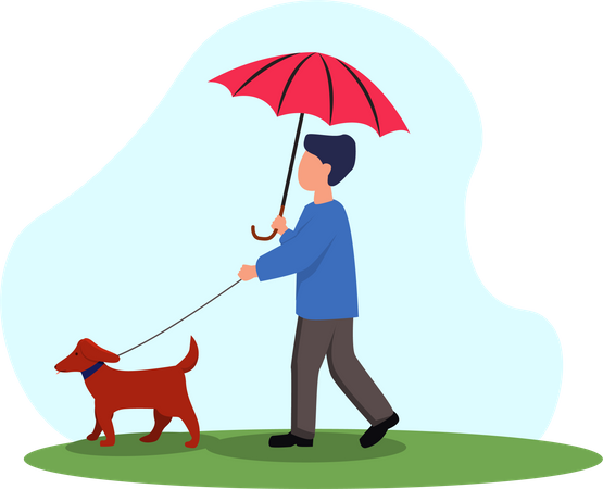 Man walking with dog  Illustration