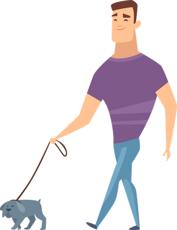 Man walking with dog  Illustration