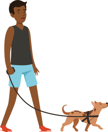 Man walking with dog  Illustration