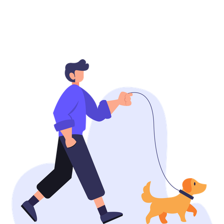 Man walking with dog  Illustration