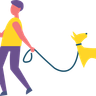 illustrations of walking with dog in park