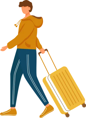 Man Walking with luggage Illustration