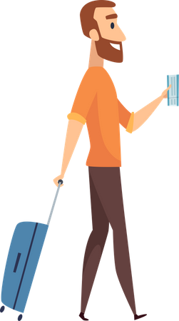 Man walking with luggage  Illustration