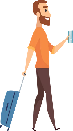 Man walking with luggage  Illustration