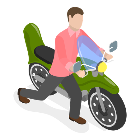 Man walking with motorcycle  Illustration