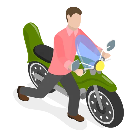 Man walking with motorcycle  Illustration