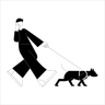 illustration male walking with dog