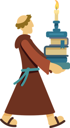 Man walking with pile of books Illustration