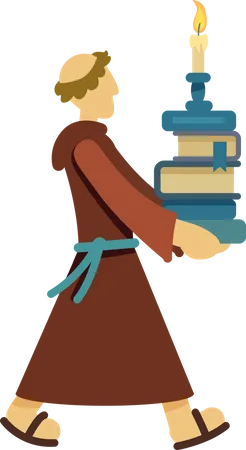 Man walking with pile of books Illustration