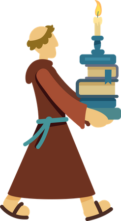 Man walking with pile of books  Illustration